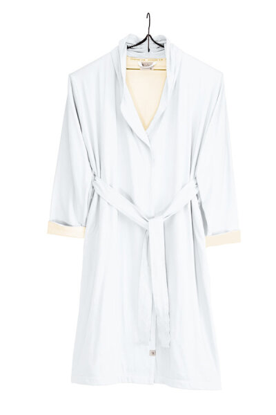 Walra Bademantel Soft Jersey Robe Weiß / Kieselgrau - S/M cm