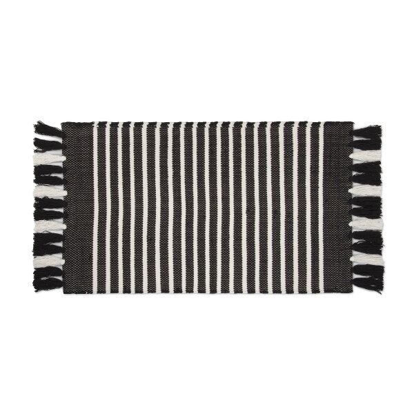 Walra Badematte Stripes & Structure Off Black / Weiß - 60x100 cm