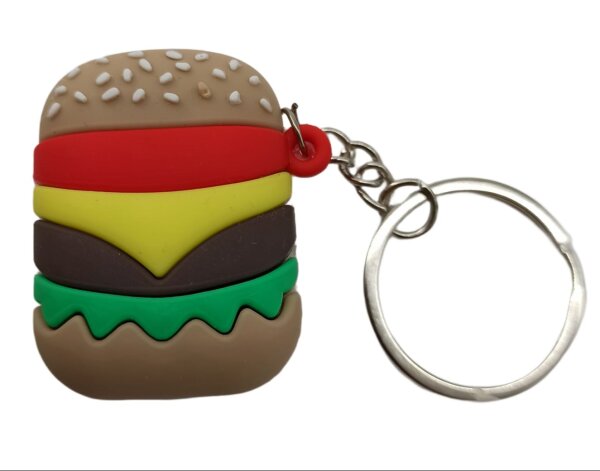 Schlüsselanhänger Mini Hamburger Anhänger Geschenk Cartoon Schlüsselanhänger Silikon Schlüsselanhänger für Handyhülle Charme Rucksack Geschenk für Jungen und Mädche