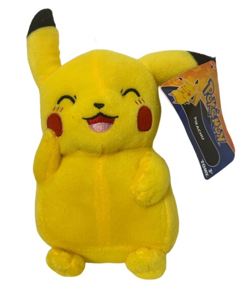 Pokemon Kuscheltier Pokemon Pikachu Plüschtier XXL 25 cm Stofftier Anime Kawaii Plush Stofftier Cute Plushie Halloween Weihnachten Geschenke für Kinder (Pikachu Augen auf)