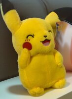 Pokemon Kuscheltier Pokemon Pikachu Plüschtier XXL 25 cm Stofftier Anime Kawaii Plush Stofftier Cute Plushie Halloween Weihnachten Geschenke für Kinder (Pikachu Augen auf)