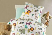Optidream Microfaser Bettwäsche 135 x 200 cm Bettbezug 135 cm x 200 cm  Kopfkissenbezug 80 x 80 cm Kinder Safari