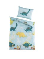 Optidream Microfaser Baby Bettwäsche 100 x 135 cm Bettbezug  Kopfkissenbezug 40 x 60 cm Dinos Blau