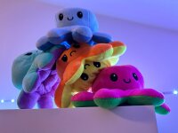 Oktopus Reversible Rainbow Kuscheltier Wende Plüschtier Octopus groß 20 cm doppelseitiger Flip Spielzeug Geschenkidee Die Farben sind unsortiert und Nicht wählbar