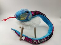 Plüschtier Plüschschlange XXL Plüsch-Schlange weich gefüllt, ideal zum Trösten Kuscheln Einschlafhilfe Toys Schlange Snake Kuscheltier (Blau Pink Glitzer 110 cm)