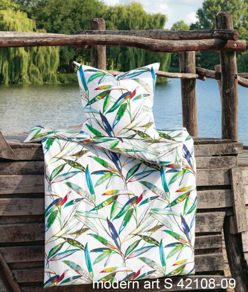 Janine Mako-Satin Bettwäsche 155x200,80x80 2 teilig  modern art S 42108-09-510 multicolor