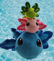 Axolotl Echse Molch Kuscheltier Figur Plüsch Tintenfisch Spiel Puppe XL 25 cm Plüschtier Püsch Wassertier blau