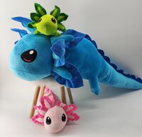 Axolotl Echse Molch Kuscheltier Figur Plüsch Tintenfisch Spiel Puppe XL 25 cm Plüschtier Püsch Wassertier blau