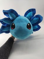 Axolotl Echse Molch Kuscheltier Figur Plüsch Tintenfisch Spiel Puppe XL 25 cm Plüschtier Püsch Wassertier blau