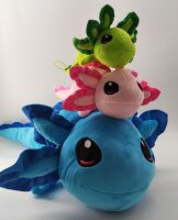 Axolotl Echse Molch Kuscheltier Figur Plüsch Tintenfisch Spiel Puppe XL 68 cm Plüschtier Püsch Wassertier blau