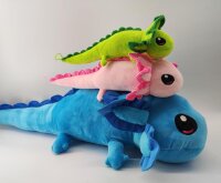 Axolotl Echse Molch Kuscheltier Figur Plüsch Tintenfisch Spiel Puppe XL 40 cm Plüschtier Püsch Wassertier grün