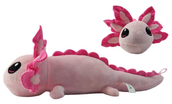 Axolotl Echse Molch Kuscheltier Figur Plüsch Tintenfisch Spiel Puppe XL 25 cm Plüschtier Püsch Wassertier rosa pink