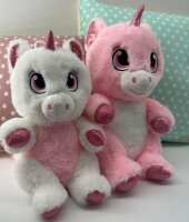 Kuscheltier Plüschtier XXL Plüsch Einhorn Regenbogen Glubschi Unicorn für Mädchen, Jungen & Babys Flauschiges Stofftier zum Spiele (rosa pink weiß, 25 cm)