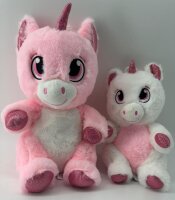 Kuscheltier Plüschtier XXL Plüsch Einhorn Regenbogen Glubschi Unicorn für Mädchen, Jungen & Babys Flauschiges Stofftier zum Spiele (rosa pink weiß, 25 cm)