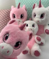 Kuscheltier Plüschtier XXL Plüsch Einhorn Regenbogen Glubschi Unicorn für Mädchen, Jungen & Babys Flauschiges Stofftier zum Spiele (rosa pink weiß, 25 cm)