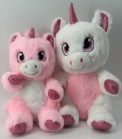 Kuscheltier Plüschtier XXL Plüsch Einhorn Regenbogen Glubschi Unicorn für Mädchen, Jungen & Babys Flauschiges Stofftier zum Spiele (weiß rosa, 25 cm)