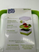 cool gear Salatschüssel Lunchbox für Kinder Brotdose für Kinder Kunststoff (PP) BPA-frei, grün, 1,57 L (16 x 16 x 11,5 cm)