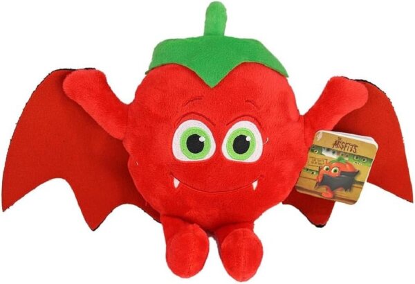 Kuscheltier Plüschtier The Misfits Stofftier ca. 26 cm Kissen Gemüsekorb, Speise Obst Zubehör für Kaufladen und Kinderküche für Mädchen, Jungen & Babys  Flauschiges Stofftier (Tomate Dracula 26 cm)