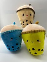 Bubble Tea Plüschtier Boba Kuscheltier Plüschpuppen Weiche Kuscheltier Tee Weiche Puppe Teetasse Kissen Kinderspielzeug (blau, 26 cm)