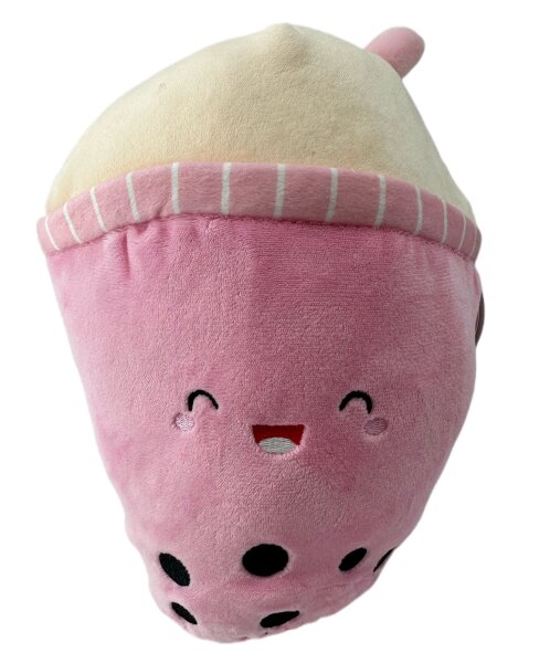 Bubble Tea Plüschtier Boba Kuscheltier Plüschpuppen Weiche Kuscheltier Tee Weiche Puppe Teetasse Kissen Kinderspielzeug (Rosa, 26 cm)