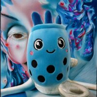 Bubble Tea Plüschtier Boba Kuscheltier Schlüsselanhänger Plüschpuppen Weiche Kuscheltier Tee Weiche Puppe Teetasse Kissen Kinderspielzeug (blau, 11 cm)