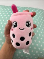 Bubble Tea Plüschtier Boba Kuscheltier Schlüsselanhänger Plüschpuppen Weiche Kuscheltier Tee Weiche Puppe Teetasse Kissen Kinderspielzeug (Rosa, 11 cm)