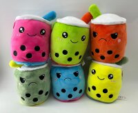 Bubble Tea Wende Plüschtier Boba Kuscheltier Plüschpuppen Weiche Bubble Tea Kuscheltier Tee Weiche Puppe Teetasse Kissen Kinderspielzeug (grün gelb)