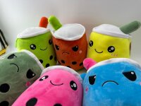 Bubble Tea Wende Plüschtier Boba Kuscheltier Plüschpuppen Weiche Bubble Tea Kuscheltier Tee Weiche Puppe Teetasse Kissen Kinderspielzeug (grün gelb)