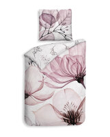 Heckett and Lane Mako Satin Esta Bettwäsche 155 Pink Flowers Pink 1 Bettbezug 155x220cm + 1 Kissenbezug 80x80cm