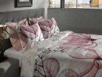 Heckett and Lane Mako Satin Esta Bettwäsche 155 Pink Flowers Pink 1 Bettbezug 155x220cm + 1 Kissenbezug 80x80cm