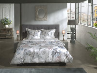 Heckett and Lane Mako Satin Downetti Bettwäsche 155 Grey Flora Grey 1 Bettbezug 155x220cm + 1 Kissenbezug 80x80cm