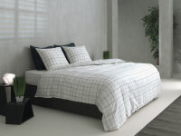 Zo!Home Mako Satin Delon Bettwäsche 135 Off-White Plaid Off-white 1 Bettbezug 135x200cm + 1 Kissenbezug 80x80cm