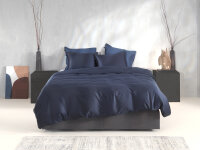 Zo!Home Mako Satin Satinado Bettwäsche 155 Navy Blue Uni Navy-Blue 1 Bettbezug 155x220cm + 1 Kissenbezug 80x80cm