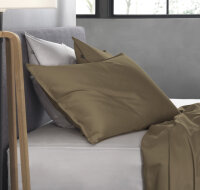 Zo!Home Mako Satin Satinado 2x Kissenbezug 40x80 Real Taupe Uni Real-Taupe