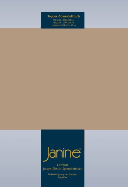 Janine Elastic-Jersey, 95% Baumwolle, 5% Elasthan Spannbettlaken TO SpB.200x200 1 teilig  TOPPER 5001-37-377 nougat