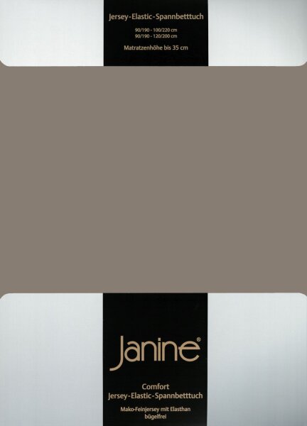 Janine Elastic-Jersey, 95% Baumwolle, 5% Elasthan Spannbettlaken SpB - 200x200 1 teilig  ELASTIC-JERSEY 5002-57-377 taupe