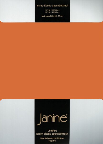 Janine Elastic-Jersey, 95% Baumwolle, 5% Elasthan Spannbettlaken SpB - 200x200 1 teilig  ELASTIC-JERSEY 5002-67-377 rost-orange