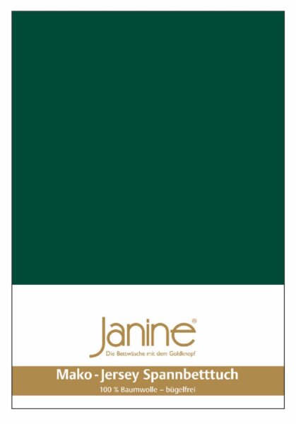 Janine Mako-Feinjersey, 100% Baumwolle Spannbettlaken SpB- 200x200 1 teilig  MAKO-FEINJERSEY 5007-677-377 waldgrün