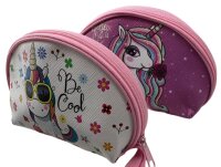 Portemonnaie Make-up Tasche 15 cm - Schminktasche Einhorn Design lila