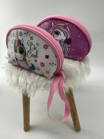 Portemonnaie Make-up Tasche 15cm Schminktasche Einhorn rosa weiß