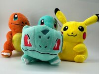 Pokemon Kuscheltier Pokemon Pikachu Plüschtier XXL 25 cm Stofftier Anime Kawaii Plush Stofftier Cute Plushie Halloween Weihnachten Geschenke für Kinder (Pikachu Augen auf)