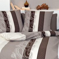 Janine Feinbiber Wende-Bettwäsche Davos 6456-07 135x200 cm + 80x80 cm paisley Streifen cappuccino