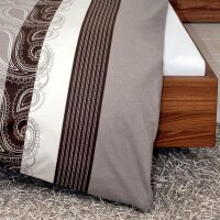 Janine Feinbiber Wende-Bettwäsche Davos 6456-07 135x200 cm + 80x80 cm paisley Streifen cappuccino