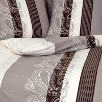 Janine Feinbiber Wende-Bettwäsche Davos 6456-07 135x200 cm + 80x80 cm paisley Streifen cappuccino