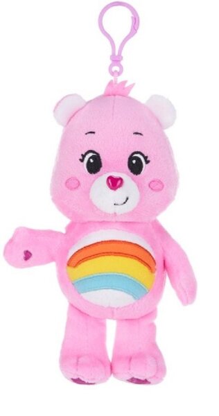 Glücksbärchi Kuscheltier Care Bears Plüsch Plüschfigur Teddybär Stofftier Glücksbärchen für Kinder Hurra Bärchi pink Bagclip 14 cm