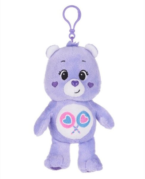 Glücksbärchi Kuscheltier Care Bears Plüsch Plüschfigur Teddybär Stofftier Glücksbärchen für Kinder Teile gern Bärchi lila Bagclip 14 cm