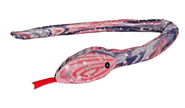 Plüschtier Plüschschlange XXL Plüsch-Schlange weich gefüllt, ideal zum Trösten Kuscheln Einschlafhilfe Toys Schlange Snake Kuscheltier Schlange Pink Lila Sterne Glitzer 100 cm