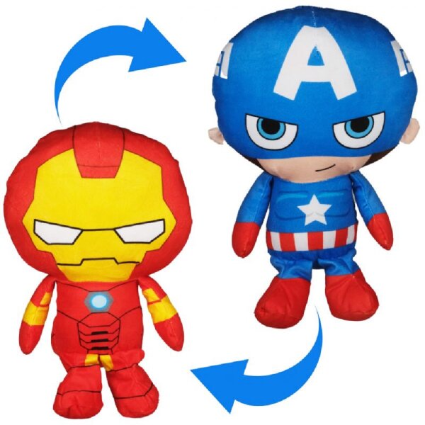 Reversible Rainbow Kuscheltier Wende Plüschtier groß 30 cm doppelseitiger Flip Spielzeug Geschenkidee Marvel Wende Kuscheltier 30 cm Captain America Ironman