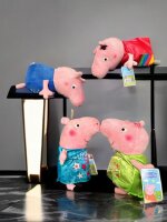 Peppa Pig blau Kuscheltier Peppa Wutz Plüschtier XXL 30 cm Stofftier Anime Kawaii Plush Stofftier Cute Plushie Halloween Weihnachten Geschenke für Kinder Peppa Wutz Dinos Make blau