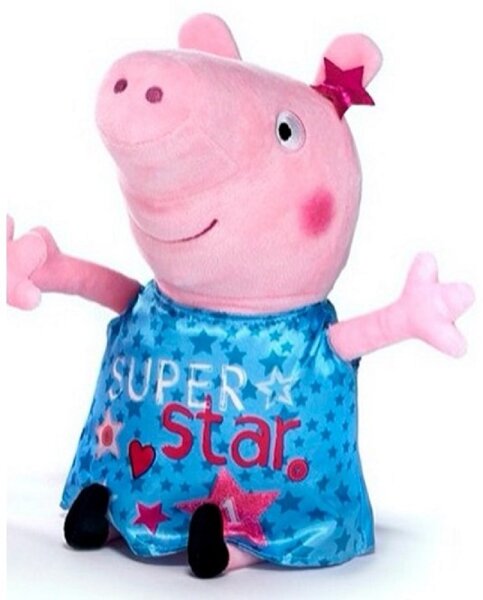 Peppa Pig blau Kuscheltier Peppa Wutz Plüschtier XXL 30 cm Stofftier Anime Kawaii Plush Stofftier Cute Plushie Halloween Weihnachten Geschenke für Kinder Peppa Wutz Super Star blau